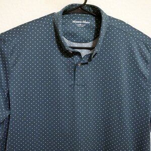Mizzen Main Shirt Men XL Short Sleeve Golf Polo Classic Fit Green White Dots